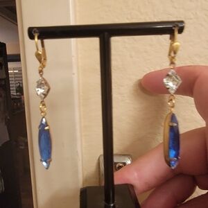 French Blue Crystal Drop Earrings -